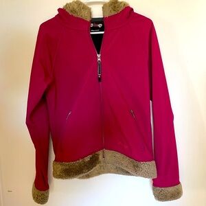 Women's Pink Jacket with Faux Fur Trim